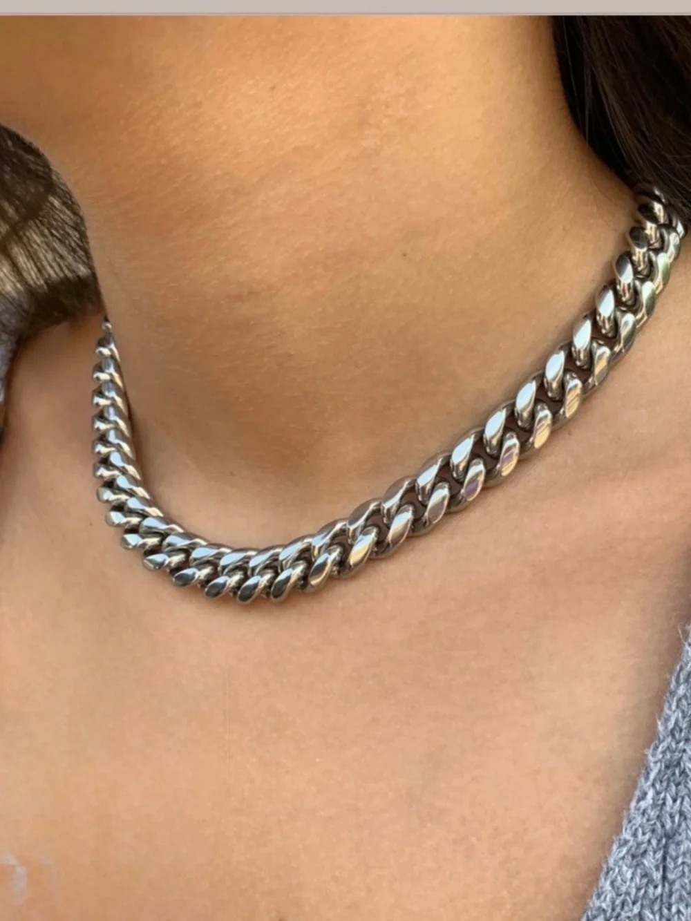 Stainless Steel Diamond Cut Curb Chain Necklace 12mm
